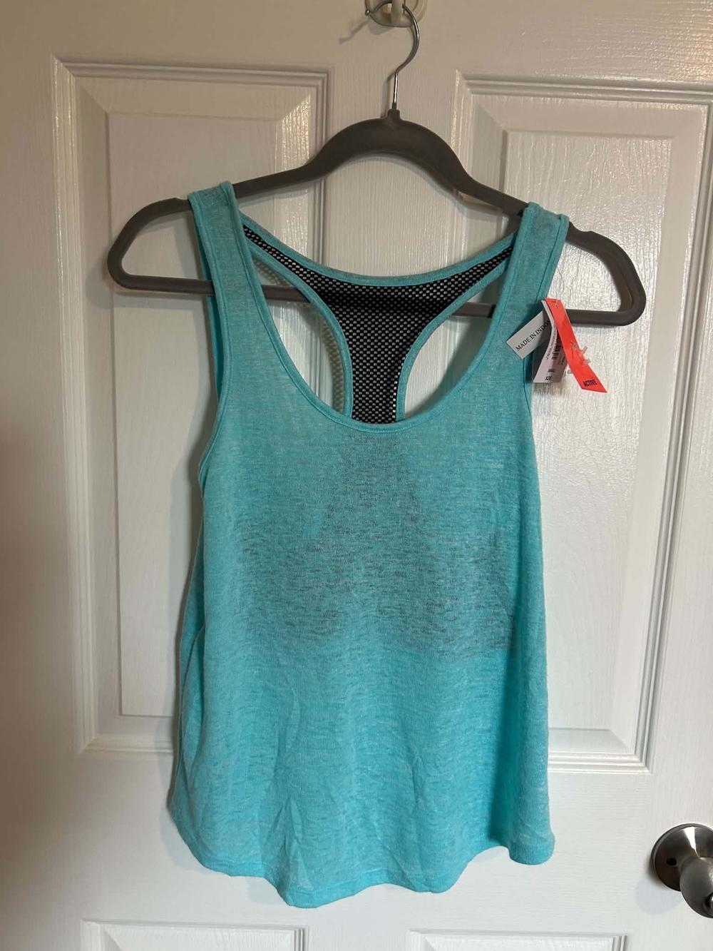jcpenney Teal Tank Top with Black Mesh Racerback